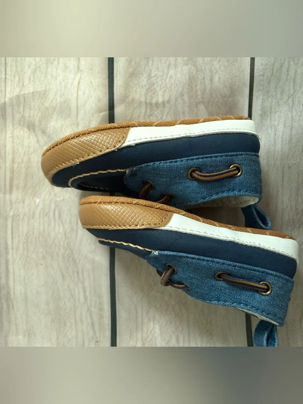 Carter's Navy and Tan Kids Moccasin Boat Shoes